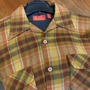 Vintage Earthtone Wool Blend Sears Flannel Shirt Full Cut 16-16 1/2 Large